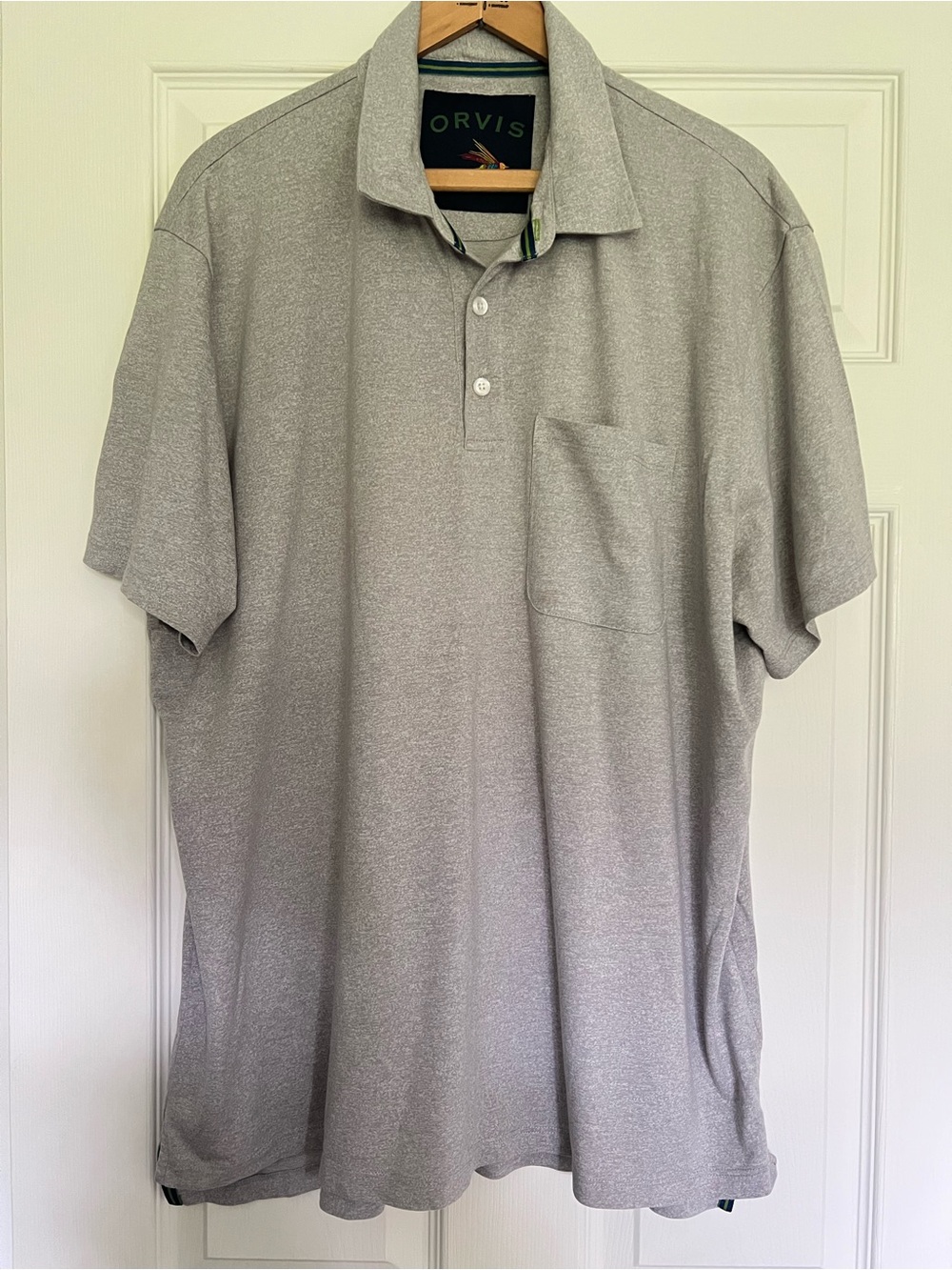 Orvis Men’s Gray Short-Sleeve Polo with Chest Pocket- XL
